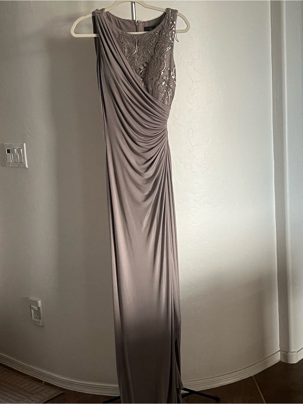 Adrianna Papell Silver Sequin Cocktail Dress